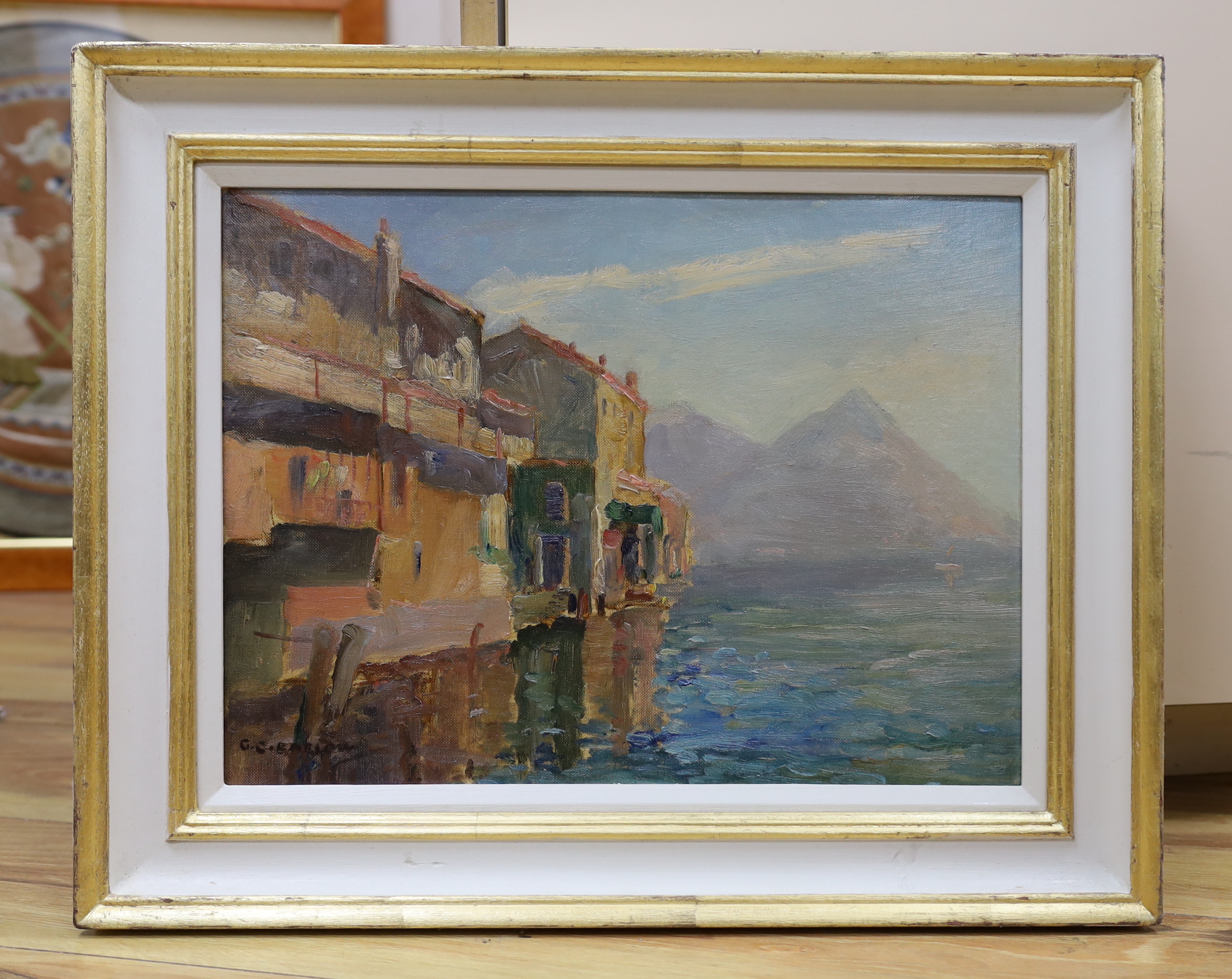 Gordon Clifford Barlow (1913-2004) oil on board, 'Gandria', signed, GC Barlow inscribed label verso, 29 x 39cm